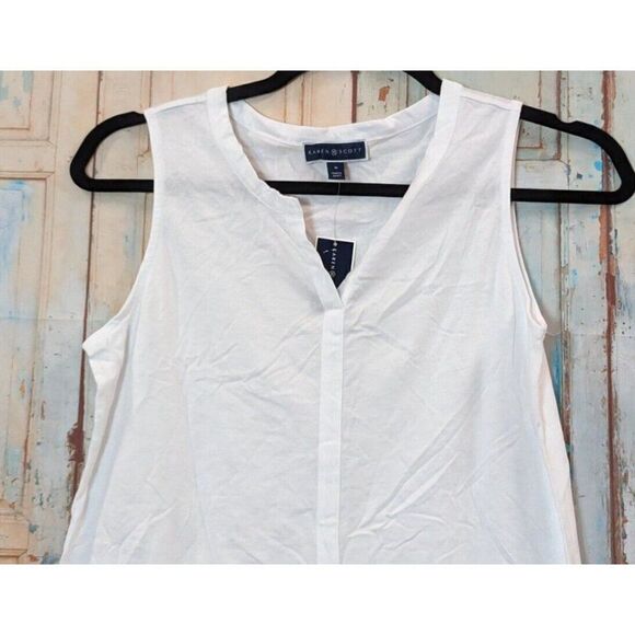 Karen Scott 100123380MS Womens Size M Bright White Sleeveless Tunic Tank Top - Picture 5 of 8